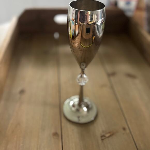 No Brand Other - Vintage Wedding Style Glam Silver Plated Champagne Glass